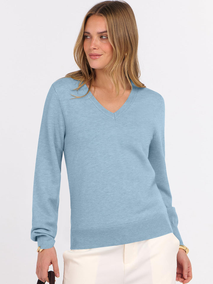 ANRABESS Womens Long Sleeve V Neck Sweaters 2025 Fall Fashion Wool Blend Work Pullover Top Travel Vacation Outfits