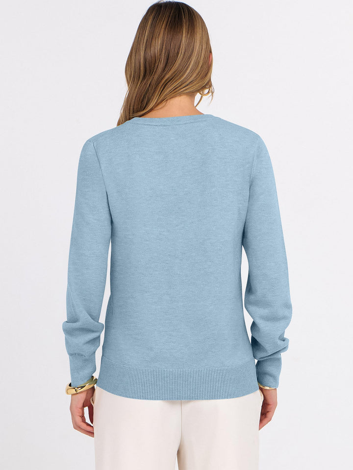ANRABESS Womens Long Sleeve V Neck Sweaters 2025 Fall Fashion Wool Blend Work Pullover Top Travel Vacation Outfits