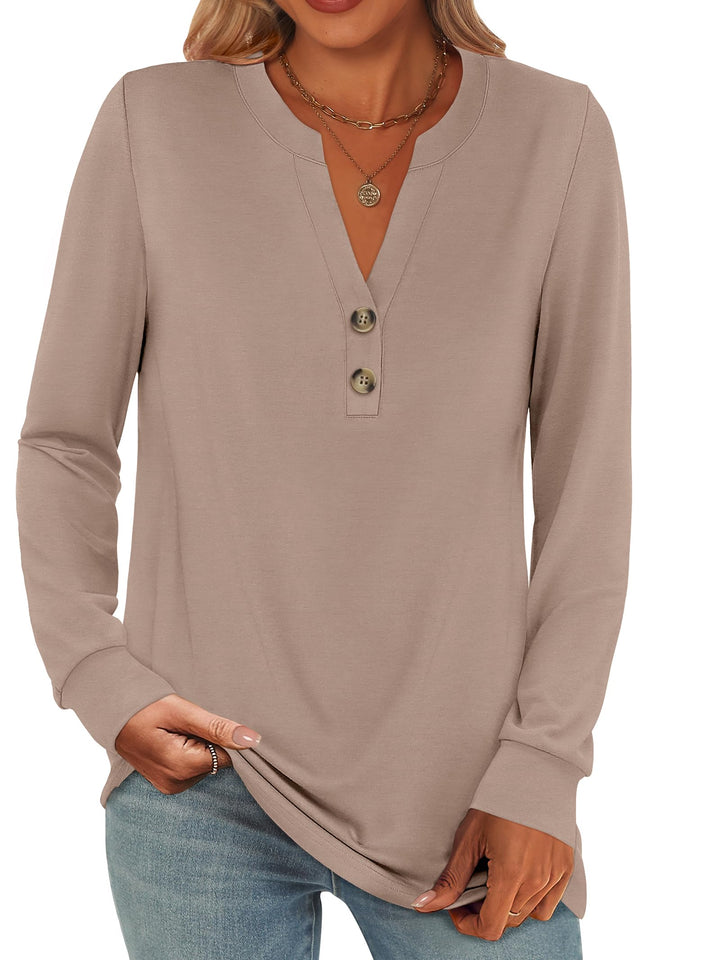 ANRABESS Women's Long Sleeve Shirts 2025 Fall Henley Business Casual Tops Cute T-Shirts Work Blouses Outfits Vacation Clothes