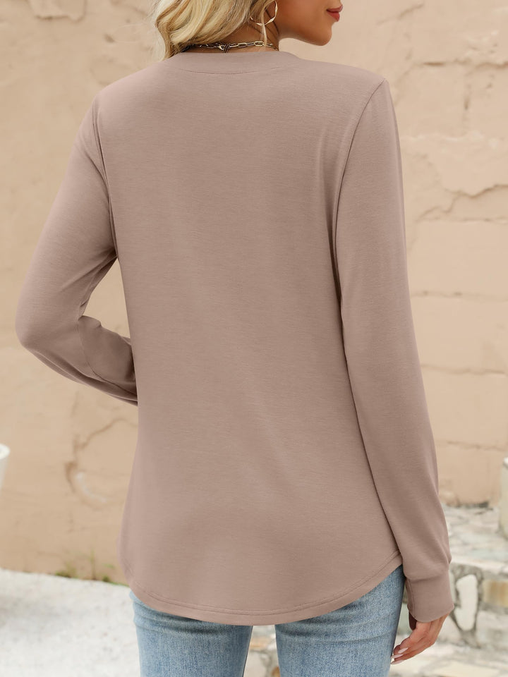ANRABESS Women's Long Sleeve Shirts 2025 Fall Henley Business Casual Tops Cute T-Shirts Work Blouses Outfits Vacation Clothes