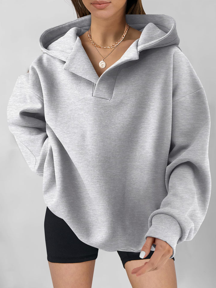 ANRABESS Womens Oversized Hoodies V Neck Sweatshirts Fleece Long Sleeve Pullover Y2K Clothes 2025 Fall Trendy Outfits