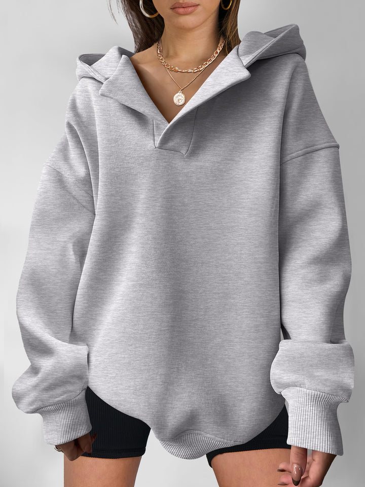 ANRABESS Womens Oversized Hoodies V Neck Sweatshirts Fleece Long Sleeve Pullover Y2K Clothes 2025 Fall Trendy Outfits