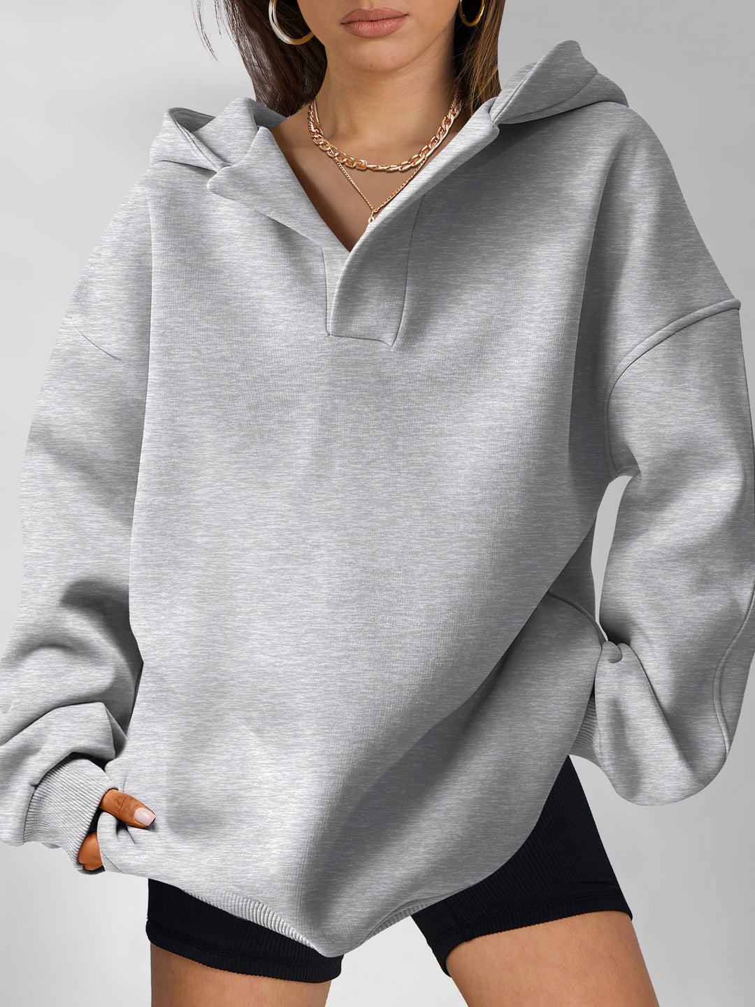 ANRABESS Womens Oversized Hoodies V Neck Sweatshirts Fleece Long Sleeve Pullover Y2K Clothes 2025 Fall Trendy Outfits