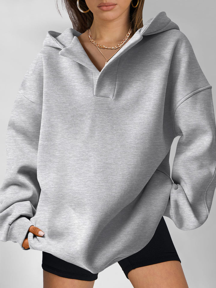 ANRABESS Womens Oversized Hoodies V Neck Sweatshirts Fleece Long Sleeve Pullover Y2K Clothes 2025 Fall Trendy Outfits