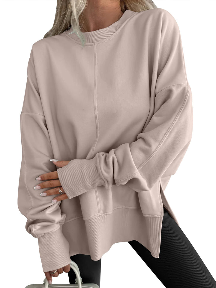 ANRABESS Women Oversized Sweatshirts Thumbhole Long Sleeve Hoodies Shirts 2025 Fall Side Slit Pullover Top Teen Y2k Outfits