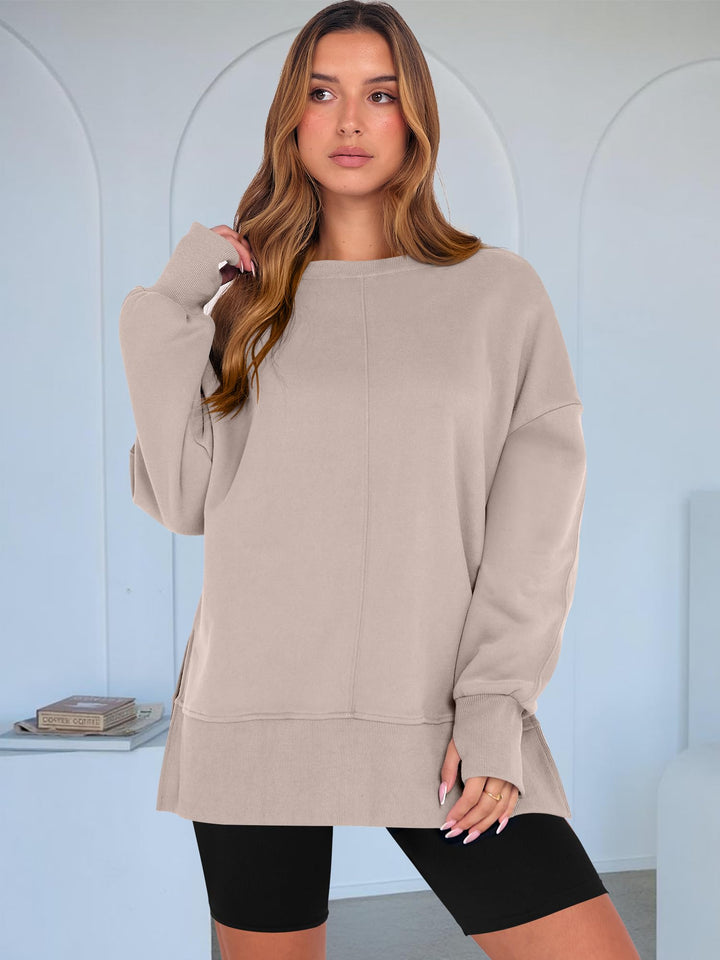 ANRABESS Women Oversized Sweatshirts Thumbhole Long Sleeve Hoodies Shirts 2025 Fall Side Slit Pullover Top Teen Y2k Outfits