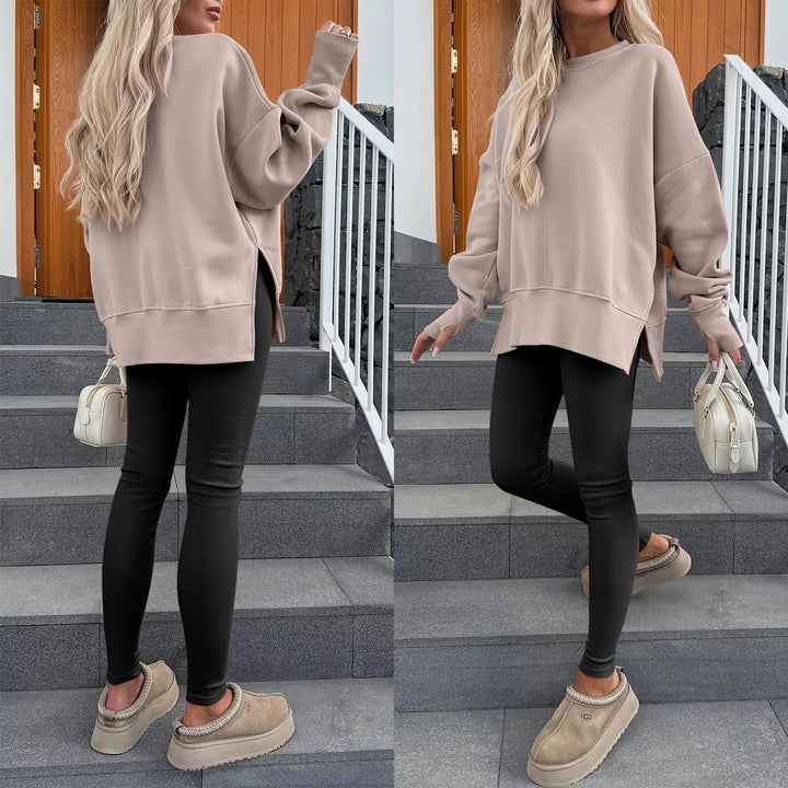 ANRABESS Women Oversized Sweatshirts Thumbhole Long Sleeve Hoodies Shirts 2025 Fall Side Slit Pullover Top Teen Y2k Outfits