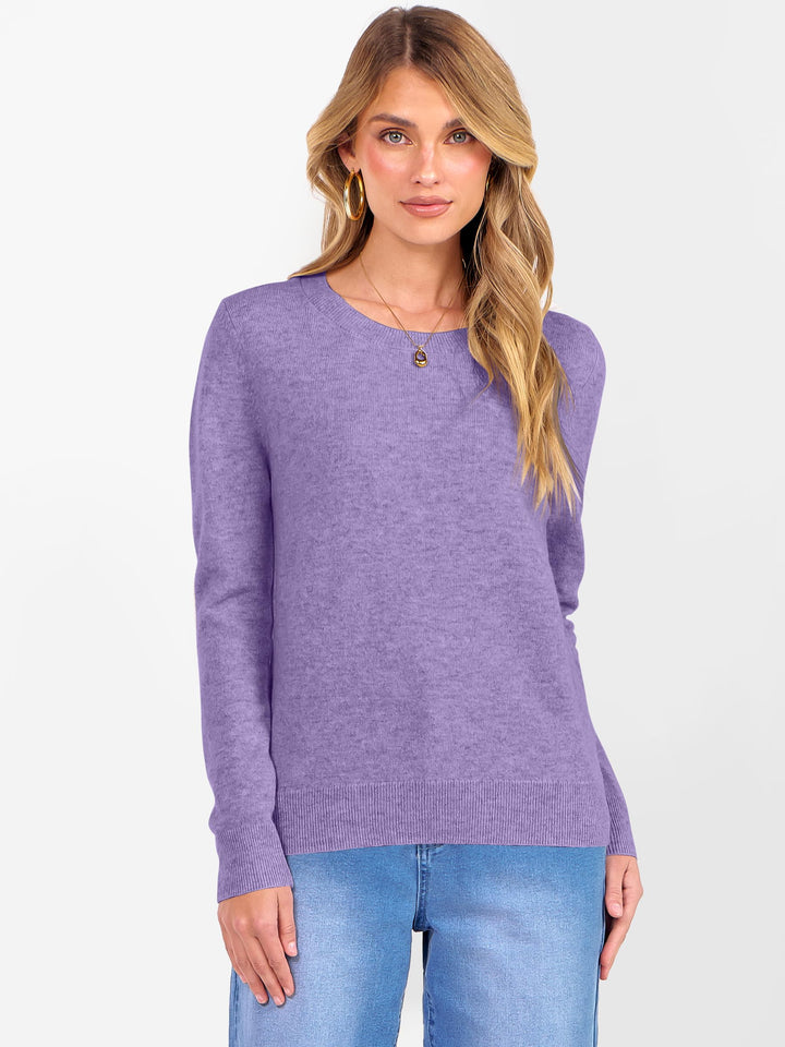 ANRABESS Womens 100% Wool Sweaters Crewneck Long Sleeve Work Business Casual Basic Sweater Tops 2025 Fall Outfits