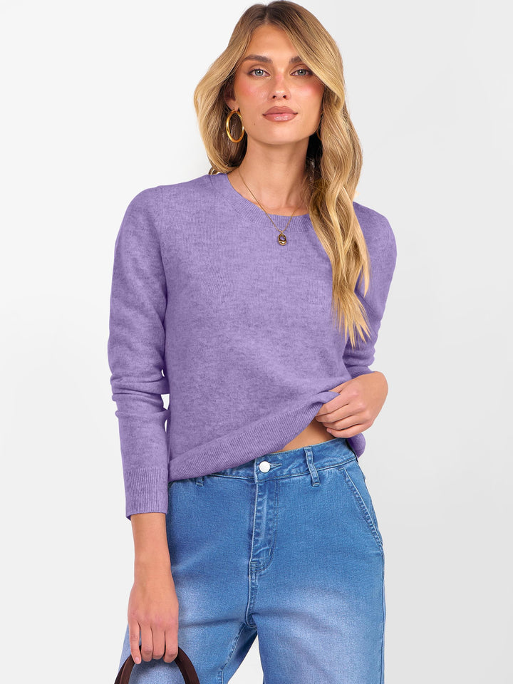 ANRABESS Womens 100% Wool Sweaters Crewneck Long Sleeve Work Business Casual Basic Sweater Tops 2025 Fall Outfits