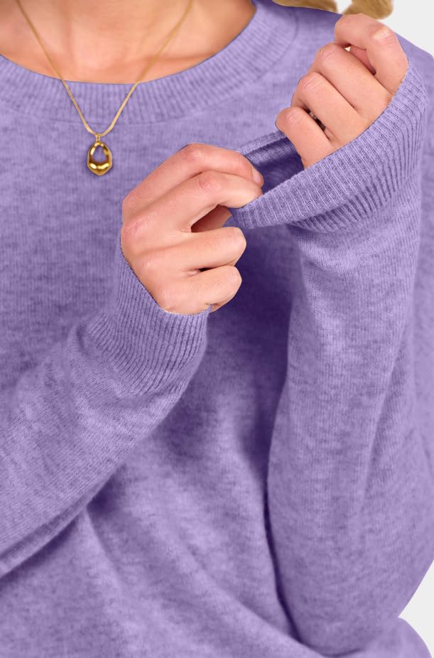 ANRABESS Womens 100% Wool Sweaters Crewneck Long Sleeve Work Business Casual Basic Sweater Tops 2025 Fall Outfits