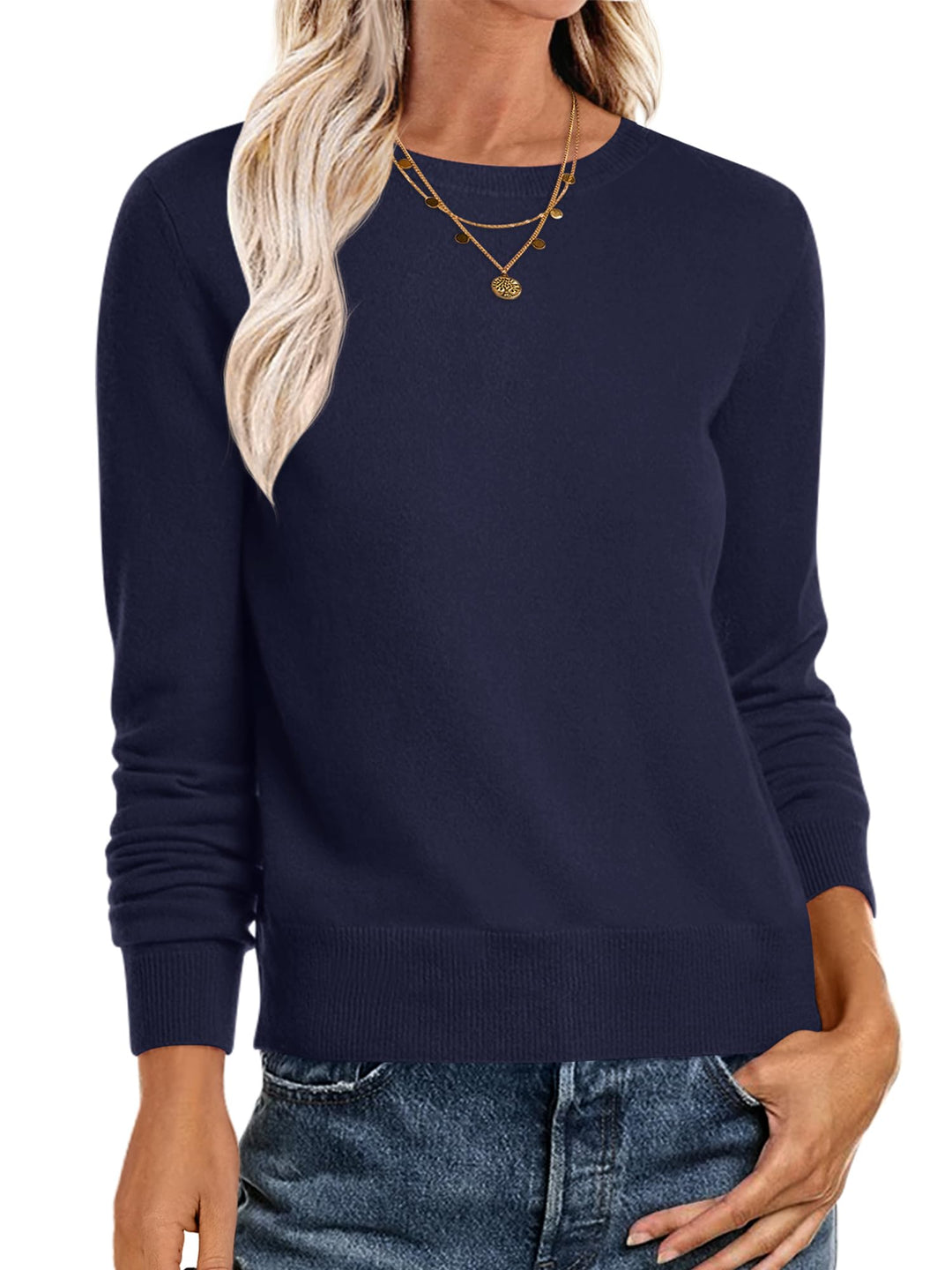 ANRABESS Sweaters for Women Long Sleeve Lightweight Crewneck Soft Basic Knit Loose Fit Pullover Top 2025 Fall Trendy Outfits