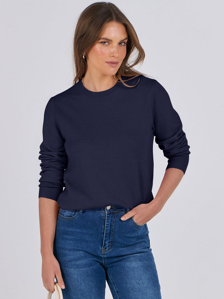 ANRABESS Sweaters for Women Long Sleeve Lightweight Crewneck Soft Basic Knit Loose Fit Pullover Top 2025 Fall Trendy Outfits