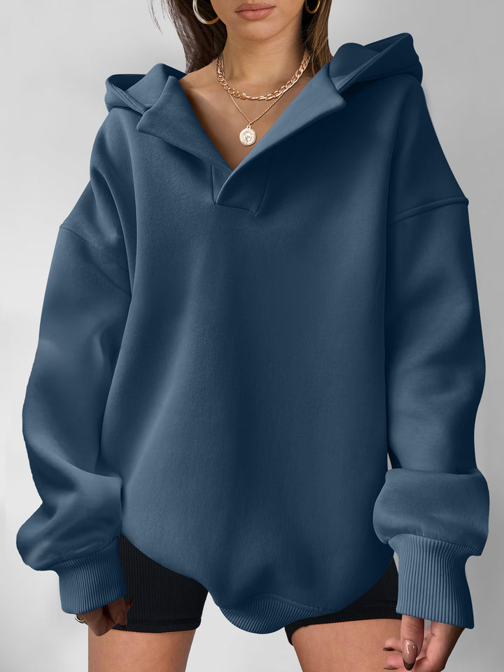 ANRABESS Womens Oversized Hoodies V Neck Sweatshirts Fleece Long Sleeve Pullover Y2K Clothes 2025 Fall Trendy Outfits