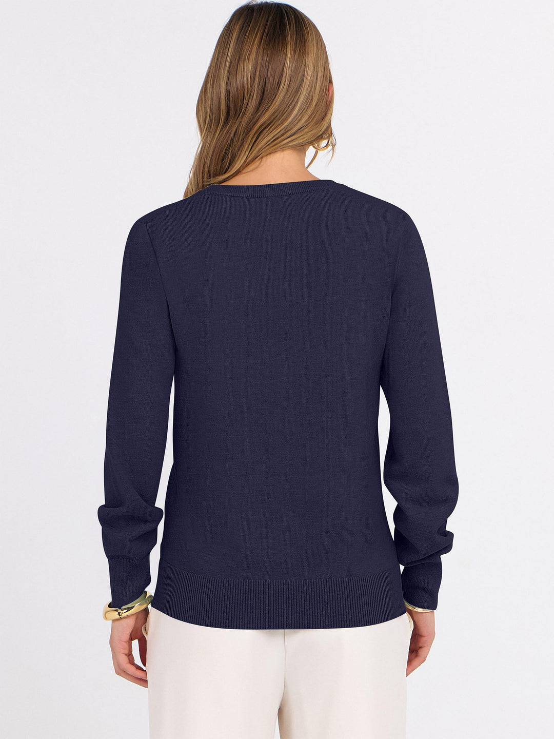 ANRABESS Womens Long Sleeve V Neck Sweaters 2025 Fall Fashion Wool Blend Work Pullover Top Travel Vacation Outfits
