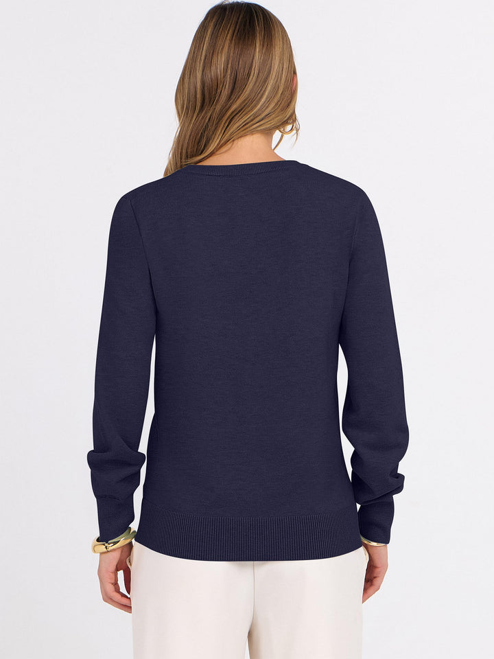 ANRABESS Womens Long Sleeve V Neck Sweaters 2025 Fall Fashion Wool Blend Work Pullover Top Travel Vacation Outfits