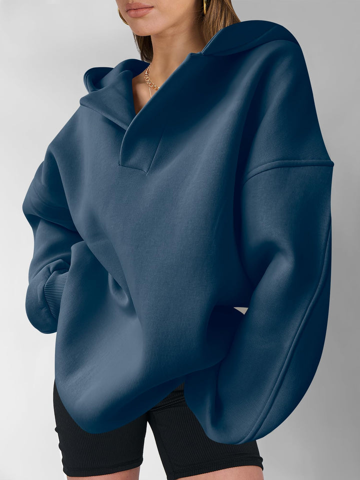 ANRABESS Womens Oversized Hoodies V Neck Sweatshirts Fleece Long Sleeve Pullover Y2K Clothes 2025 Fall Trendy Outfits