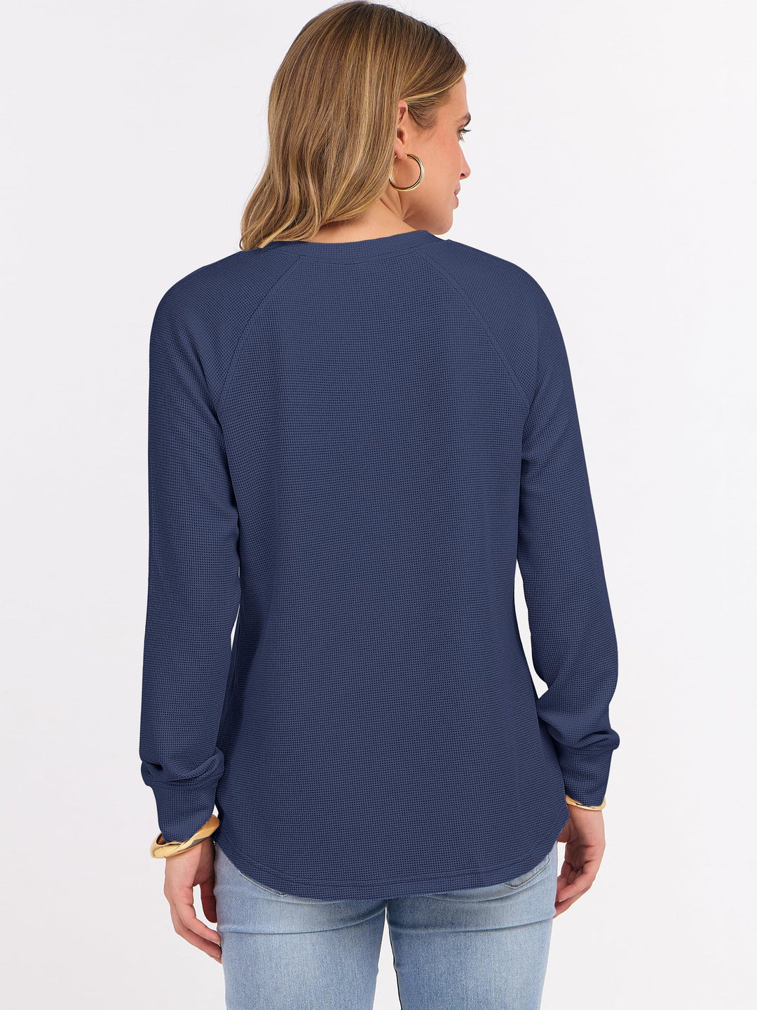 ANRABESS Women's Long Sleeve Waffle Knit Shirts Dressy Casual Loose Button Up V Neck Henley Tops 2025 Fall Basic Tee Blouse