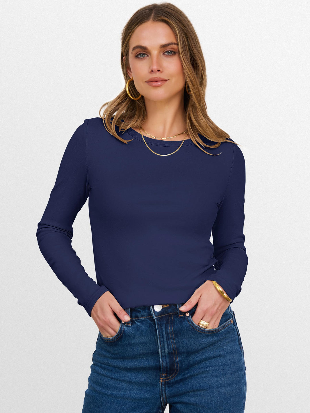 ANRABESS Womens Long Sleeve Thermal Shirts Slim Fit Basic Tee Tops Warm Fleece Undershirts 2025 Fall Winter Layer Outfits