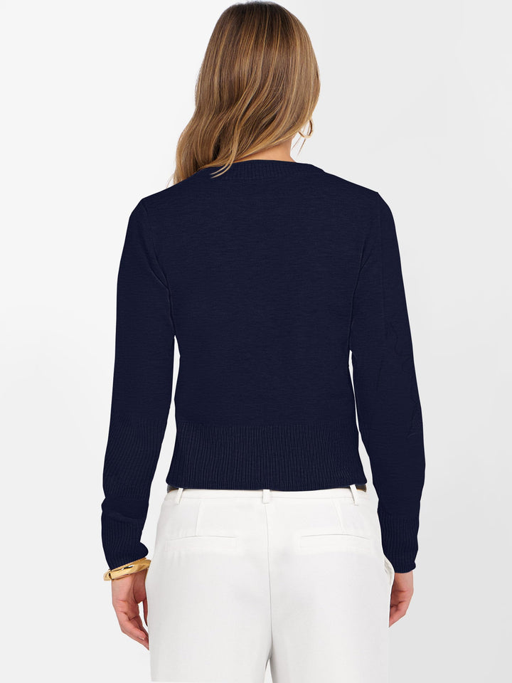 ANRABESS Women’s Long Sleeve Sweaters Cropped Crew Neck Business Casual Light Weight Sweater Tops Fall Fashion Clothes 2025