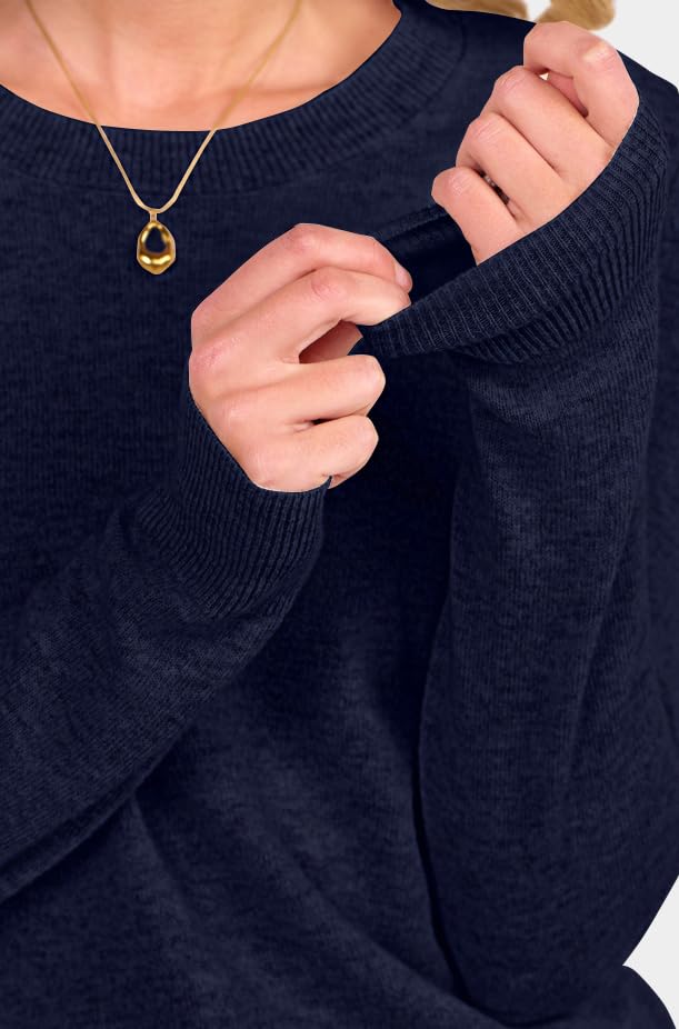 ANRABESS Womens 100% Wool Sweaters Crewneck Long Sleeve Work Business Casual Basic Sweater Tops 2025 Fall Outfits