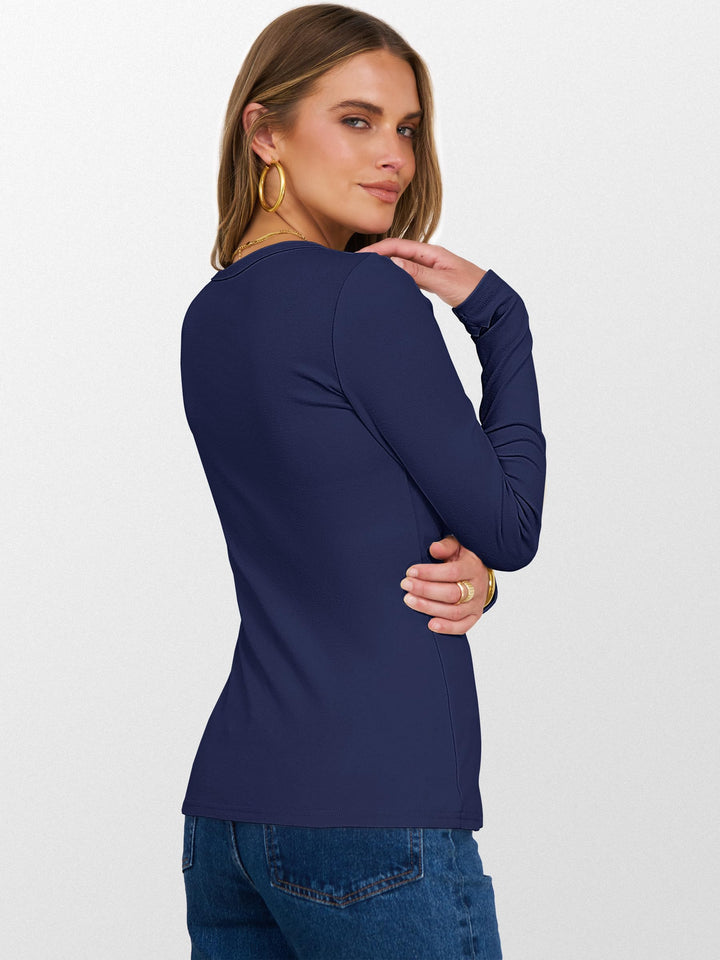 ANRABESS Womens Long Sleeve Thermal Shirts Slim Fit Basic Tee Tops Warm Fleece Undershirts 2025 Fall Winter Layer Outfits