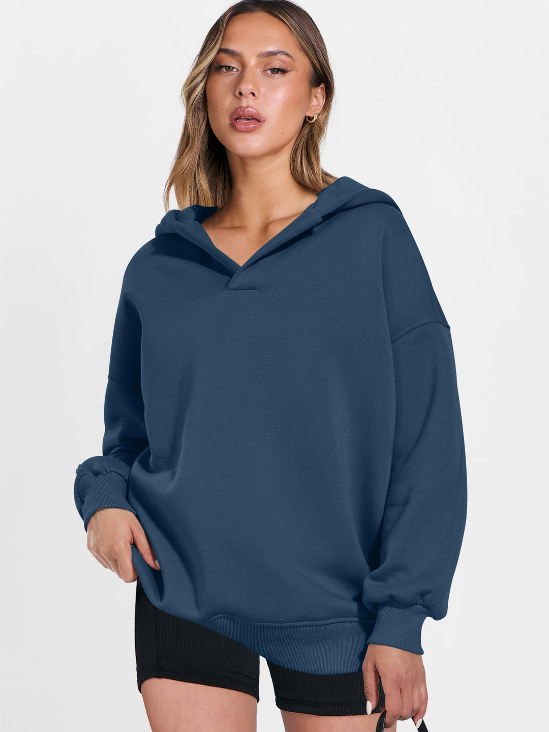 ANRABESS Womens Oversized Hoodies V Neck Sweatshirts Fleece Long Sleeve Pullover Y2K Clothes 2025 Fall Trendy Outfits