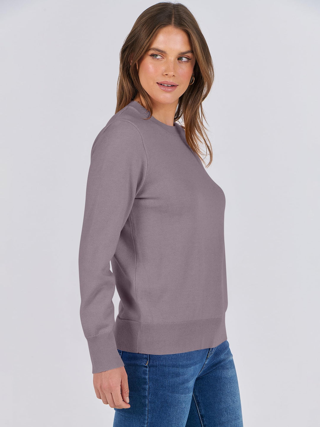 ANRABESS Sweaters for Women Long Sleeve Lightweight Crewneck Soft Basic Knit Loose Fit Pullover Top 2025 Fall Trendy Outfits