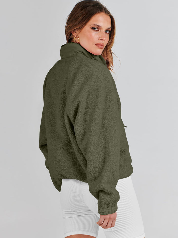 ANRABESS Womens Fuzzy Fleece Jacket Fall Casual Long Sleeve Cropped Sherpa Button Down Shacket Coats Outwear With Pockets