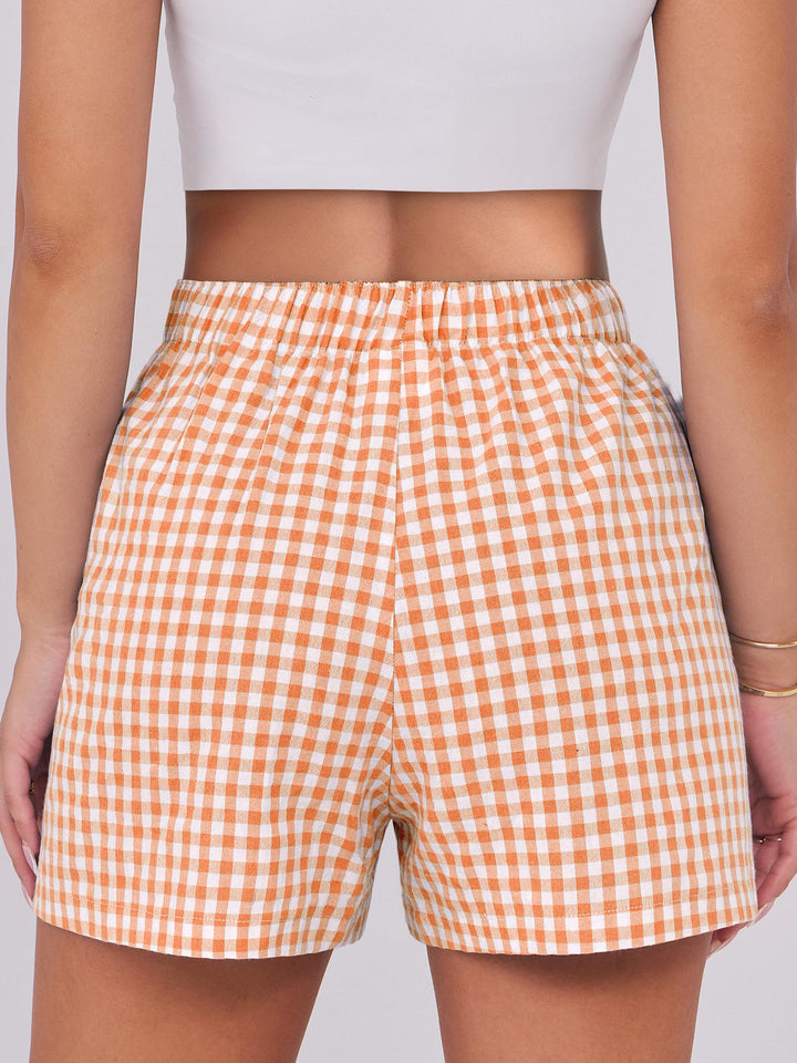 ANRABESS Boxer Shorts for Women Gingham Pajama 2025 Summer Casual Lounge Sleep Plaid Shorts Y2K Beach Bottoms
