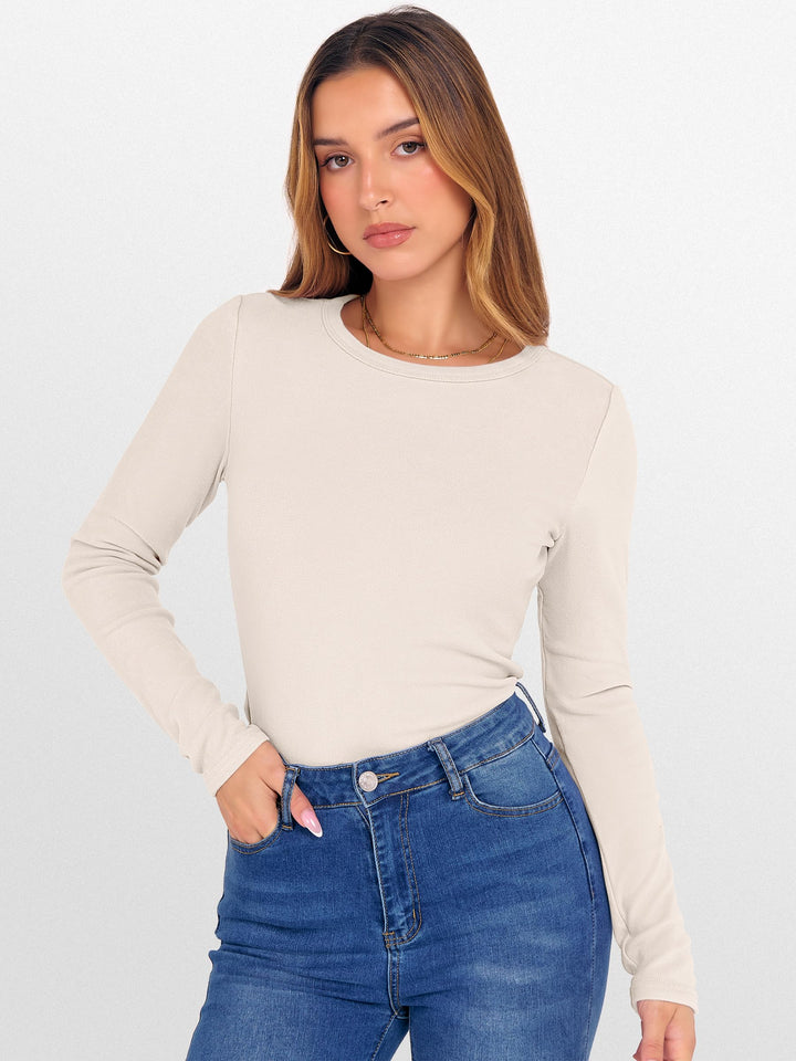 ANRABESS Womens Long Sleeve Thermal Shirts Slim Fit Basic Tee Tops Warm Fleece Undershirts 2025 Fall Winter Layer Outfits