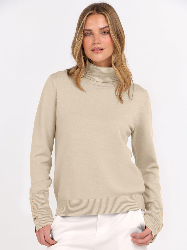 ANRABESS Turtleneck Sweaters for Women 2025 Fall Long Sleeve Dressy Casual Soft Knitted Button Basic Pullover Tops Outfits