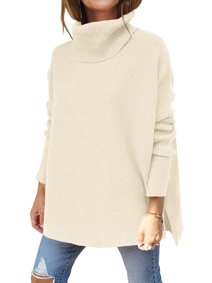 ANRABESS Batwing Sleeve Turtleneck Loose Tunic Pullover