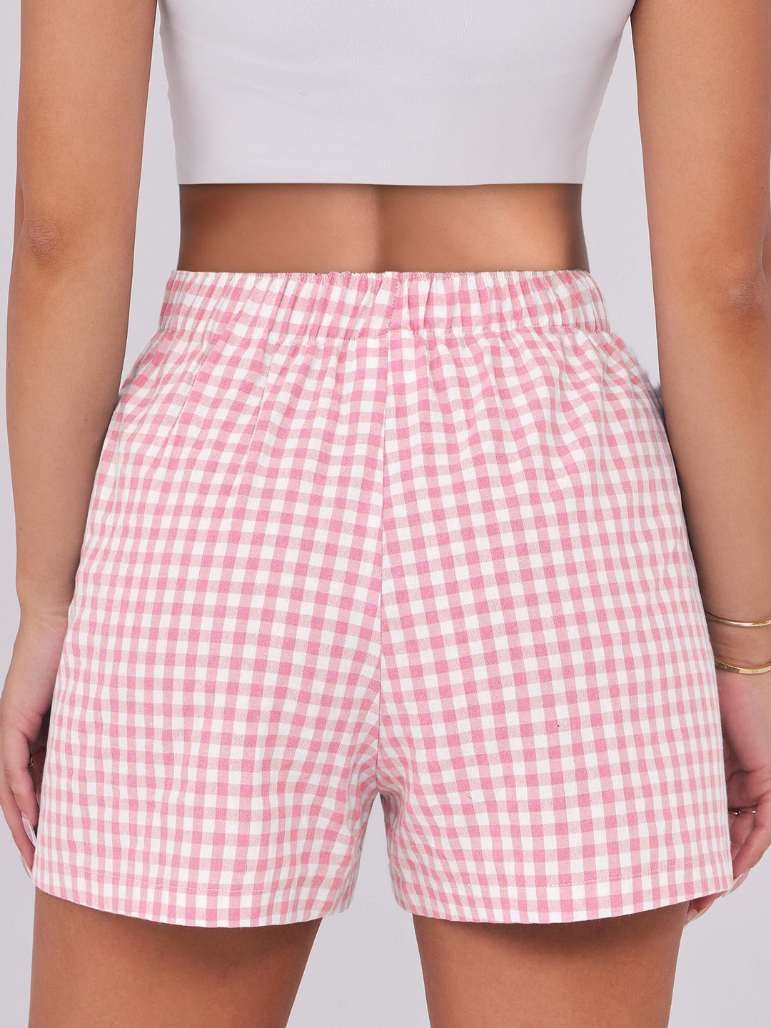 ANRABESS Boxer Shorts for Women Gingham Pajama 2025 Summer Casual Lounge Sleep Plaid Shorts Y2K Beach Bottoms