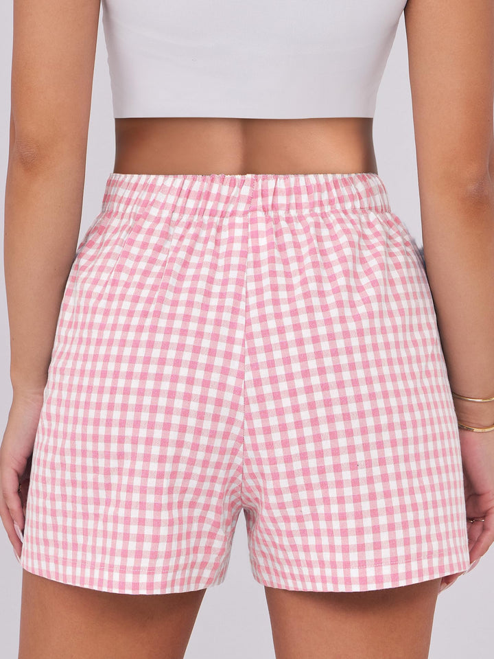 ANRABESS Boxer Shorts for Women Gingham Pajama 2025 Summer Casual Lounge Sleep Plaid Shorts Y2K Beach Bottoms