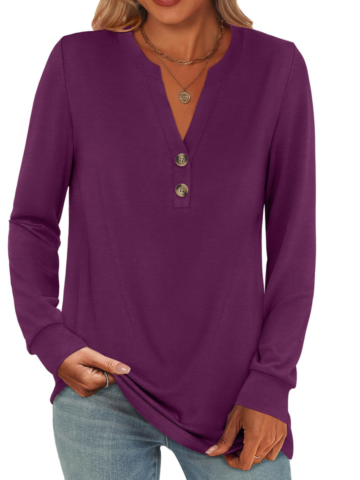 ANRABESS Women's Long Sleeve Shirts 2025 Fall Henley Business Casual Tops Cute T-Shirts Work Blouses Outfits Vacation Clothes