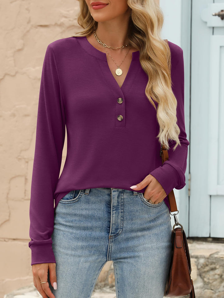ANRABESS Women's Long Sleeve Shirts 2025 Fall Henley Business Casual Tops Cute T-Shirts Work Blouses Outfits Vacation Clothes