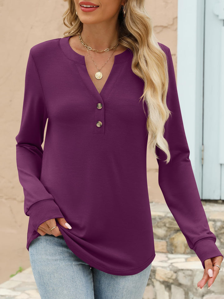 ANRABESS Women's Long Sleeve Shirts 2025 Fall Henley Business Casual Tops Cute T-Shirts Work Blouses Outfits Vacation Clothes