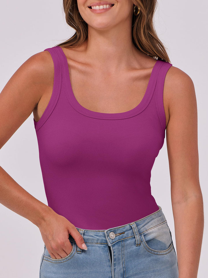 ANRABESS Womens Sleeveless Scoop Neck Tank Top Ribbed Fitted Summer Basic Slim Cute Tops 2025