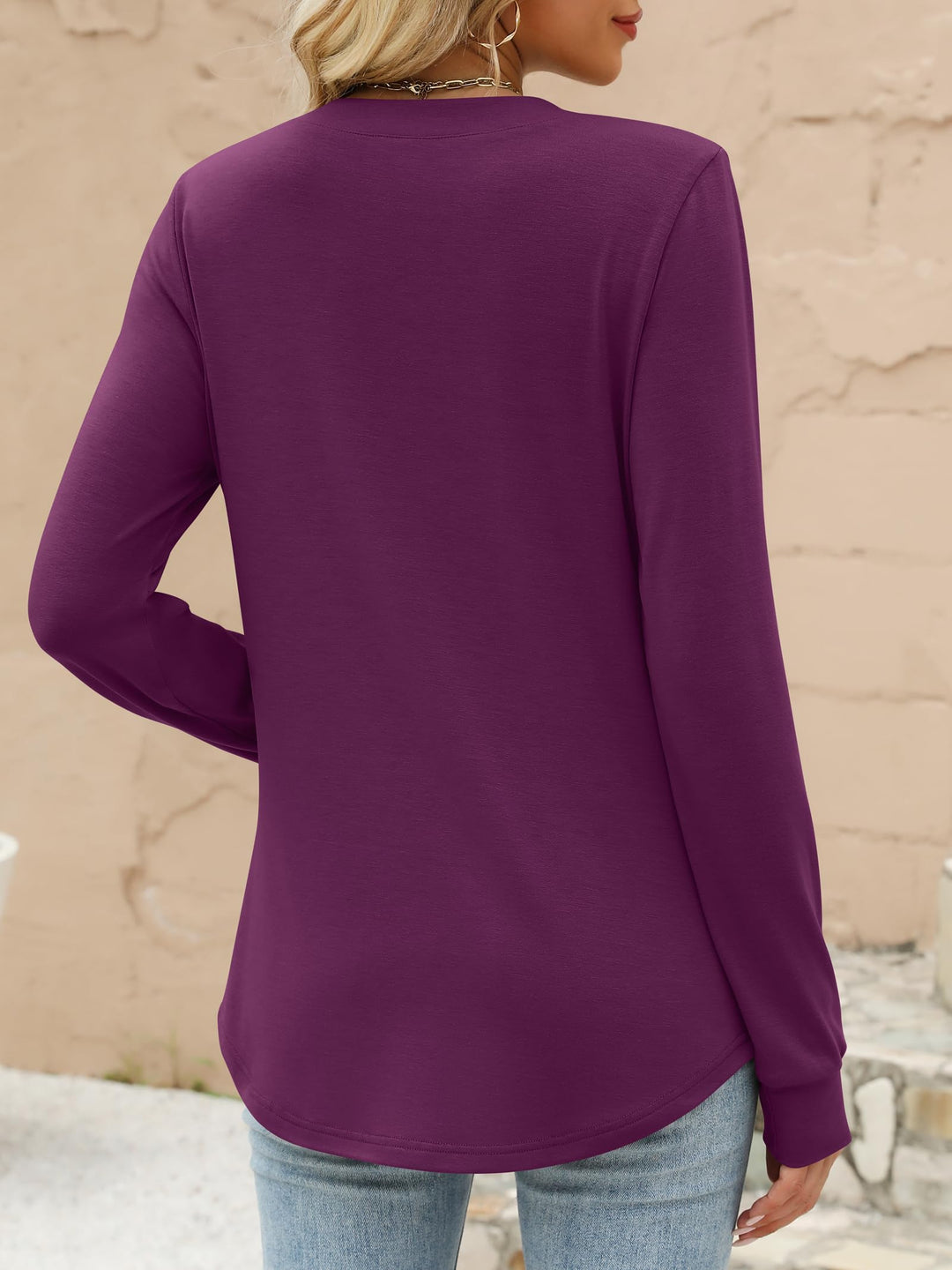 ANRABESS Women's Long Sleeve Shirts 2025 Fall Henley Business Casual Tops Cute T-Shirts Work Blouses Outfits Vacation Clothes