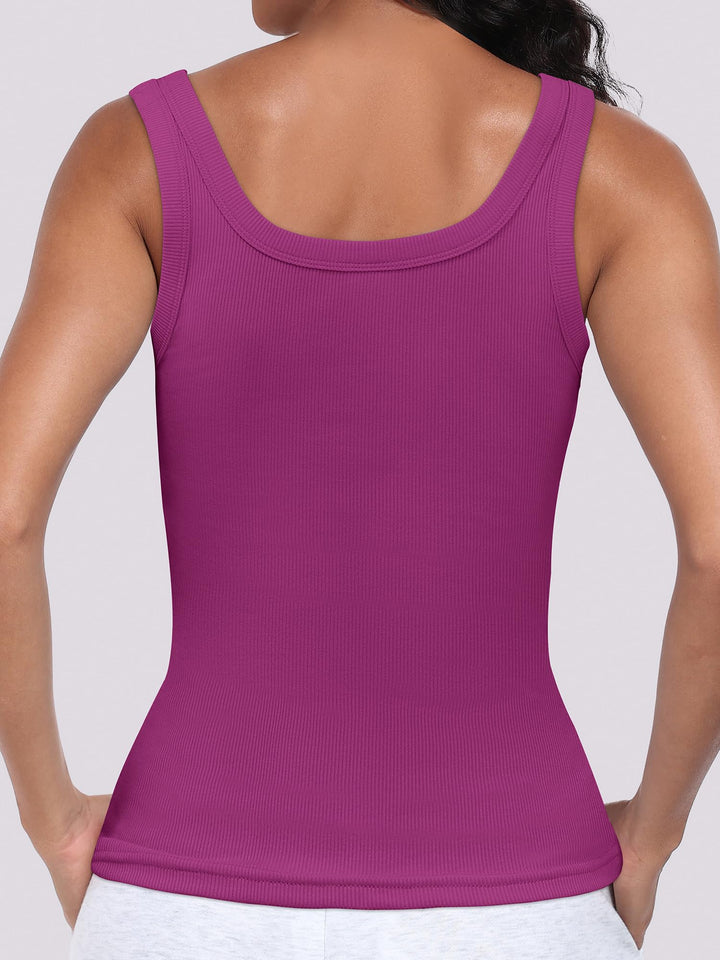 ANRABESS Womens Sleeveless Scoop Neck Tank Top Ribbed Fitted Summer Basic Slim Cute Tops 2025