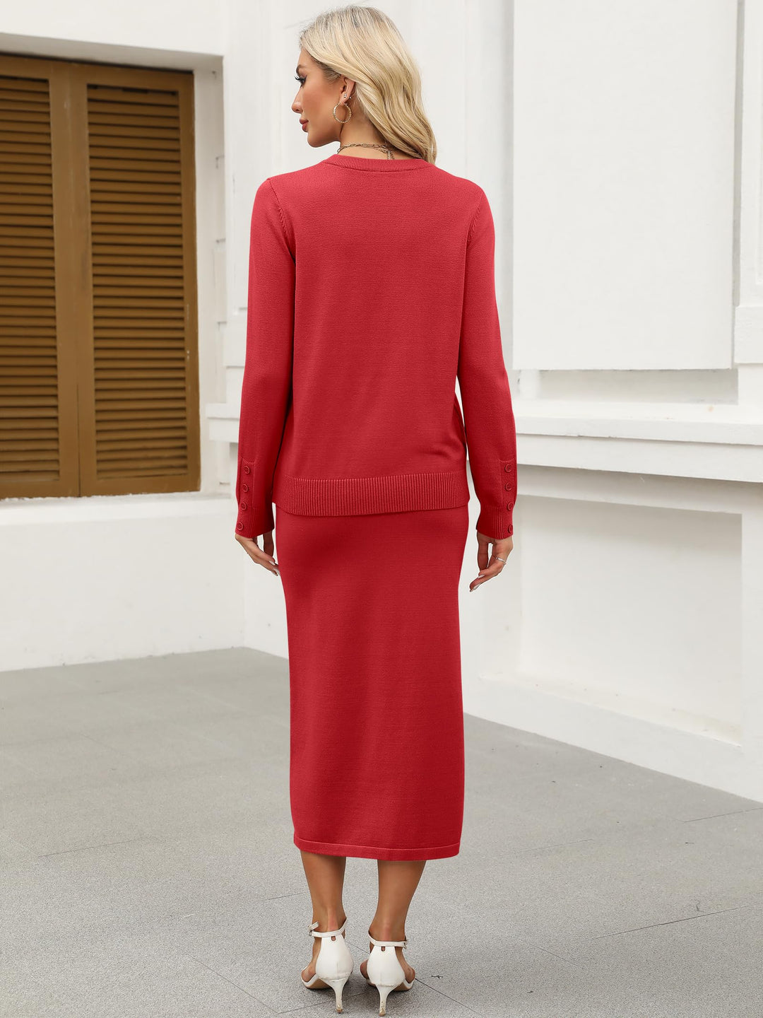 ANRABESS 2 Piece Skirts Sets For Women Fall Fashion 2025 Striped Sweater Midi Dress Knit Lounge Travel Outfits Winter Clothes