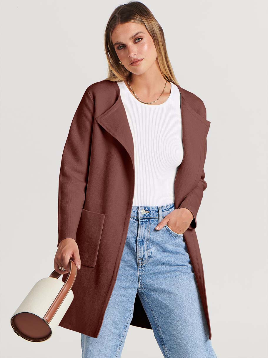 ANRABESS Womens Cardigan Sweater Open Front Knit Long Coatigan Dressy Casual Jacket Coat 2025 Fall Outfits Classy Clothes