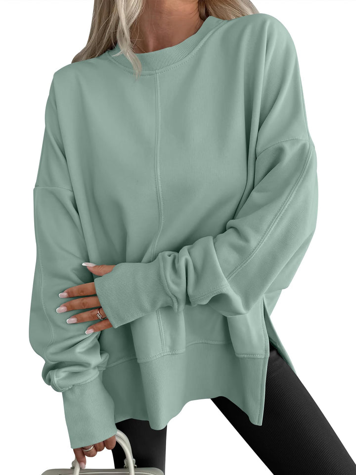 ANRABESS Women Oversized Sweatshirts Thumbhole Long Sleeve Hoodies Shirts 2025 Fall Side Slit Pullover Top Teen Y2k Outfits
