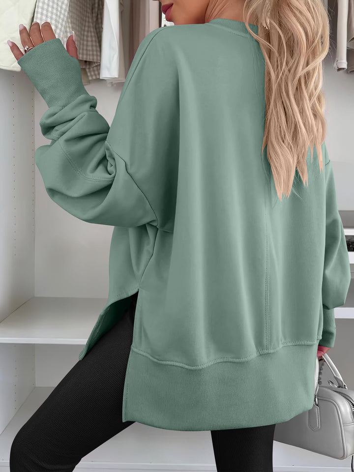 ANRABESS Women Oversized Sweatshirts Thumbhole Long Sleeve Hoodies Shirts 2025 Fall Side Slit Pullover Top Teen Y2k Outfits