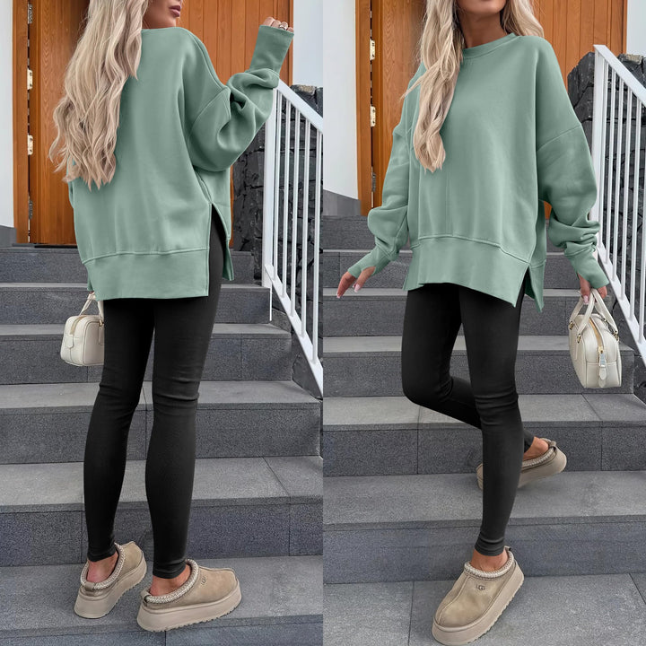 ANRABESS Women Oversized Sweatshirts Thumbhole Long Sleeve Hoodies Shirts 2025 Fall Side Slit Pullover Top Teen Y2k Outfits