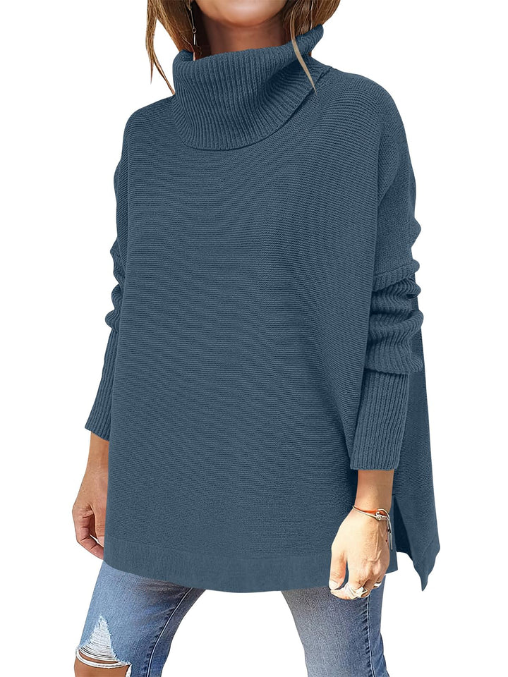 ANRABESS Batwing Sleeve Turtleneck Loose Tunic Pullover