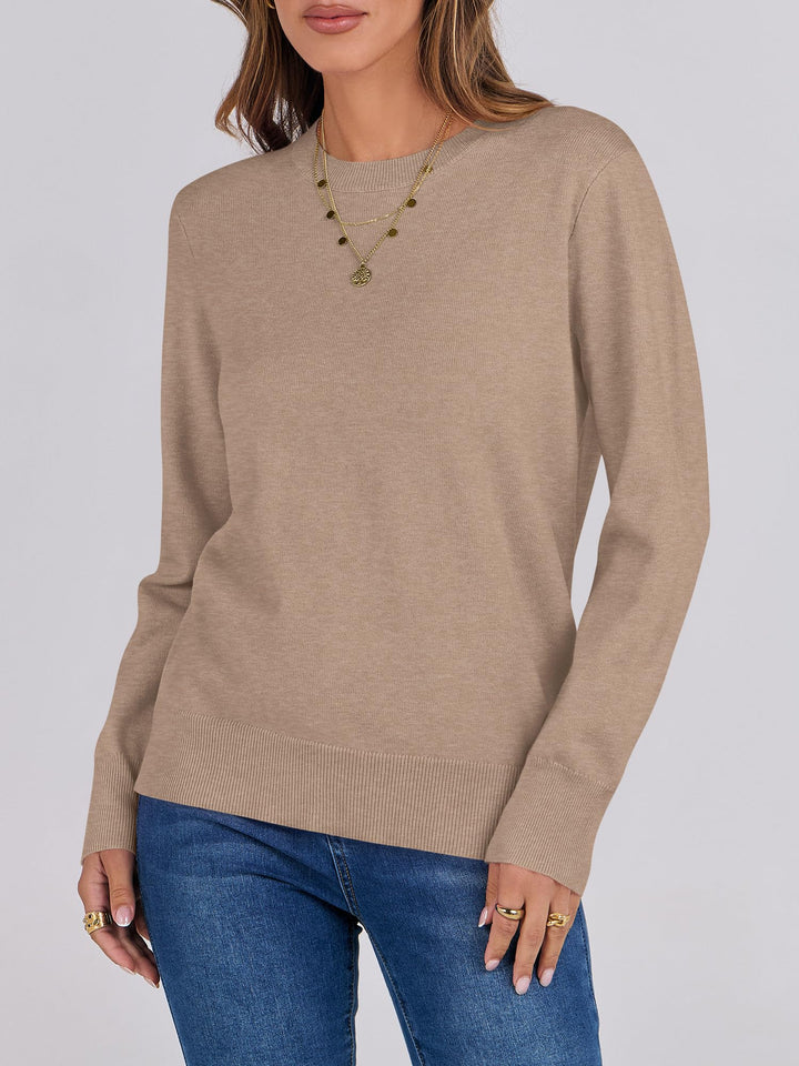 ANRABESS Sweaters for Women Long Sleeve Lightweight Crewneck Soft Basic Knit Loose Fit Pullover Top 2025 Fall Trendy Outfits