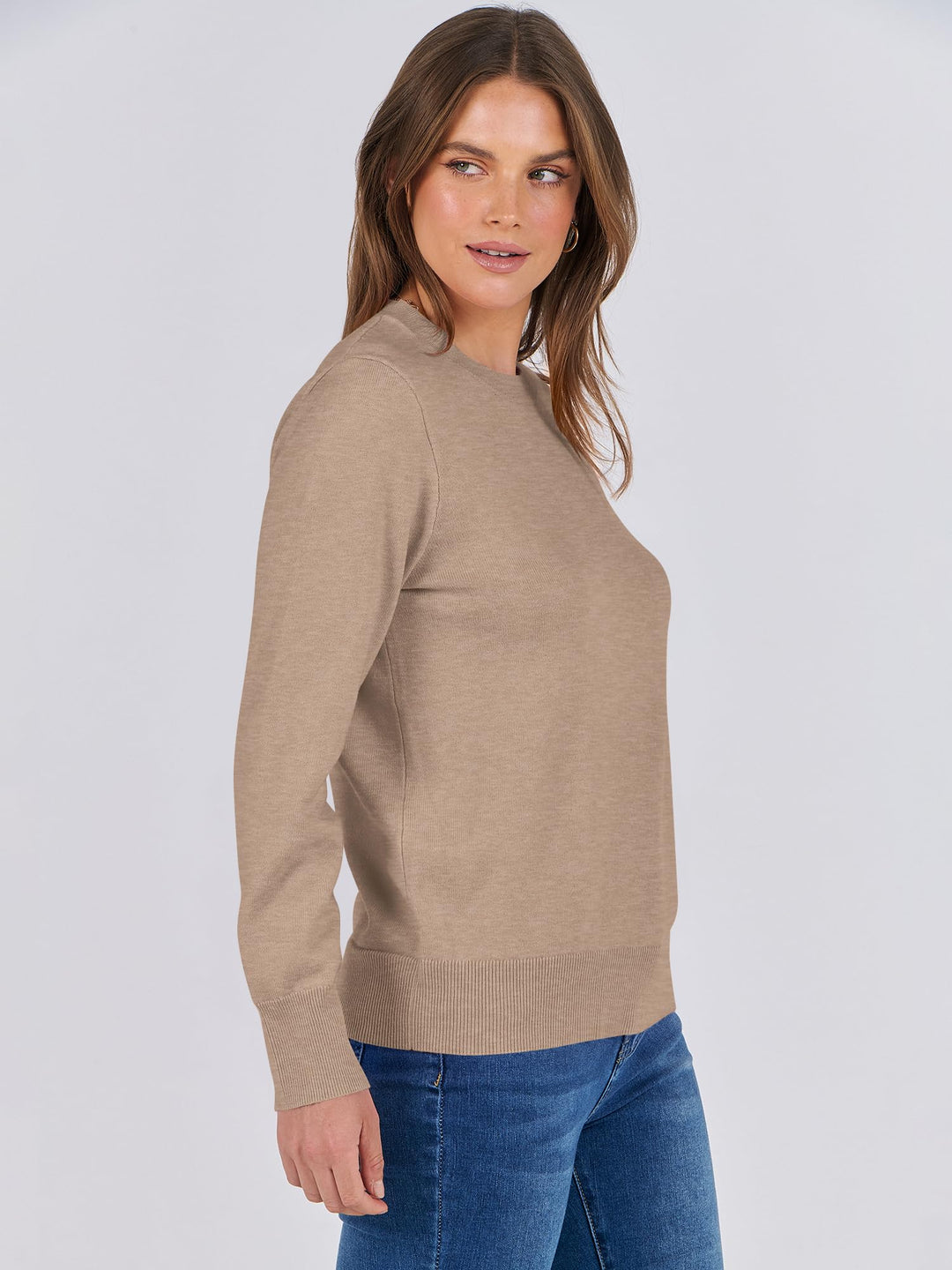 ANRABESS Sweaters for Women Long Sleeve Lightweight Crewneck Soft Basic Knit Loose Fit Pullover Top 2025 Fall Trendy Outfits