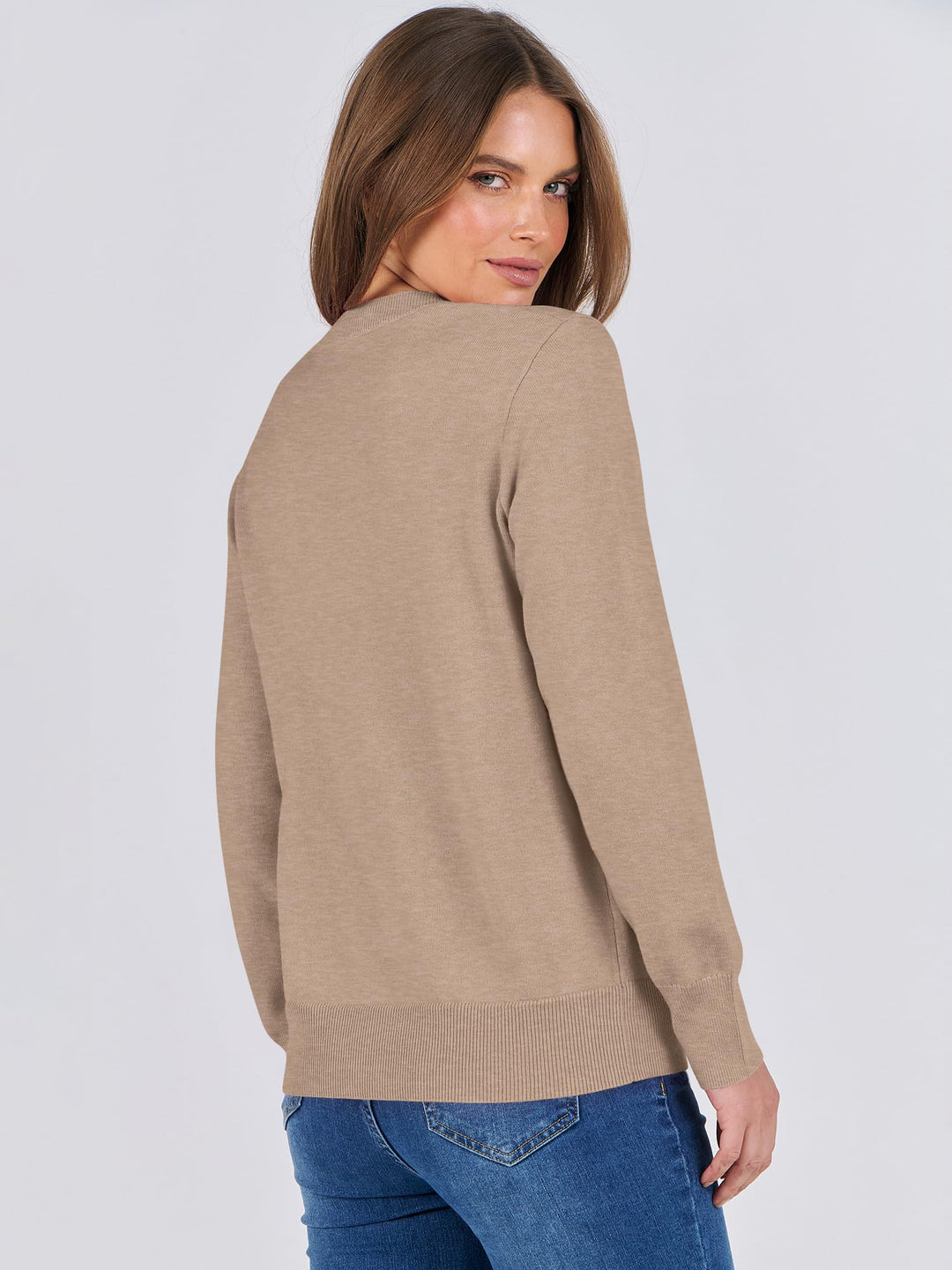 ANRABESS Sweaters for Women Long Sleeve Lightweight Crewneck Soft Basic Knit Loose Fit Pullover Top 2025 Fall Trendy Outfits