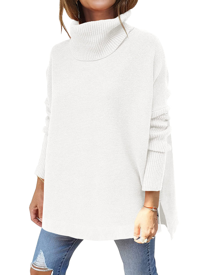 ANRABESS Batwing Sleeve Turtleneck Loose Tunic Pullover
